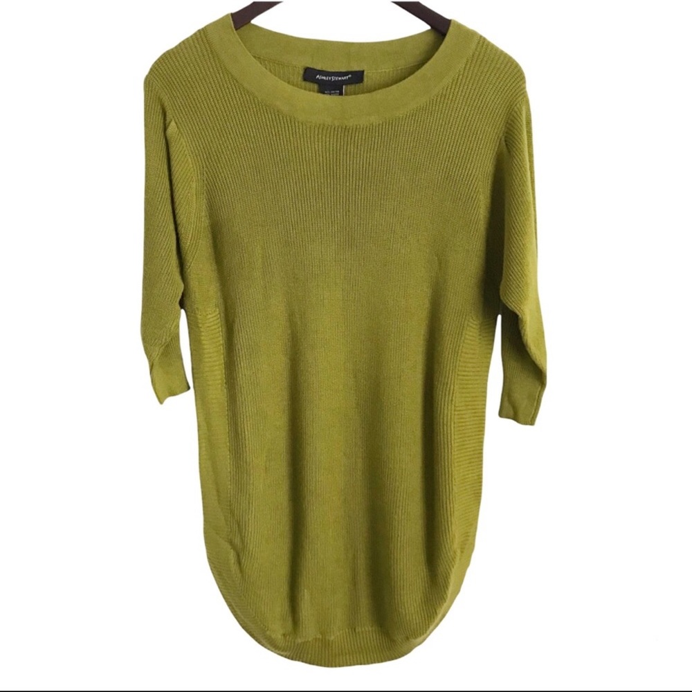Ashley Stewart NWT Scoop Neck Ribbed Sweater Tunic Olive Green Size 14/16